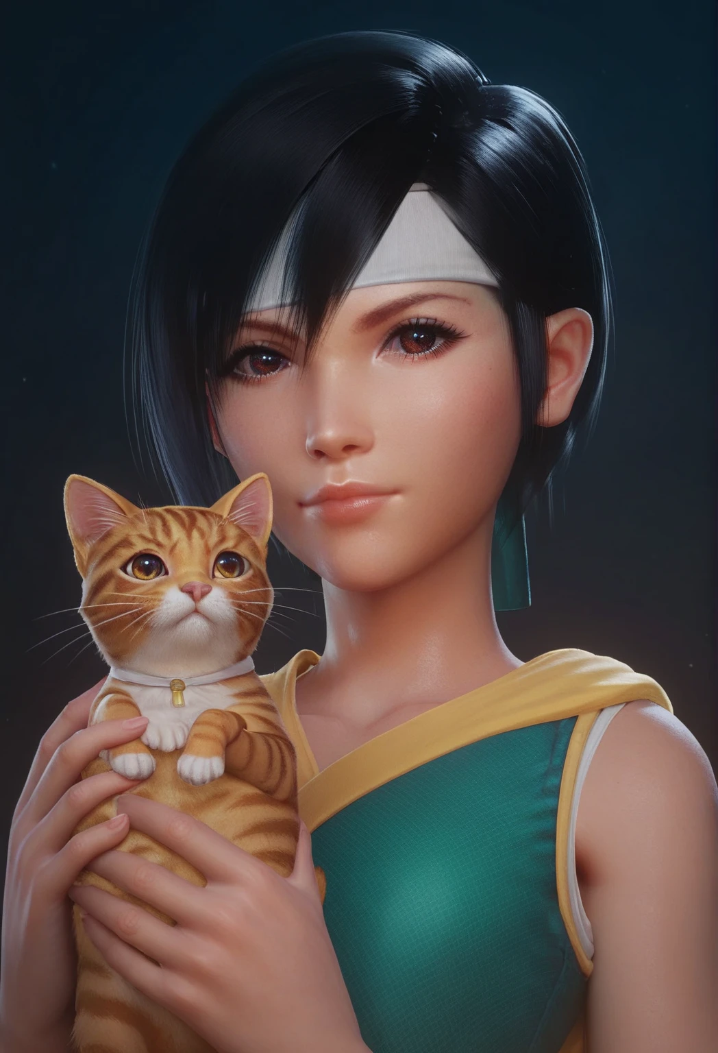 Yuffie is holding a cat