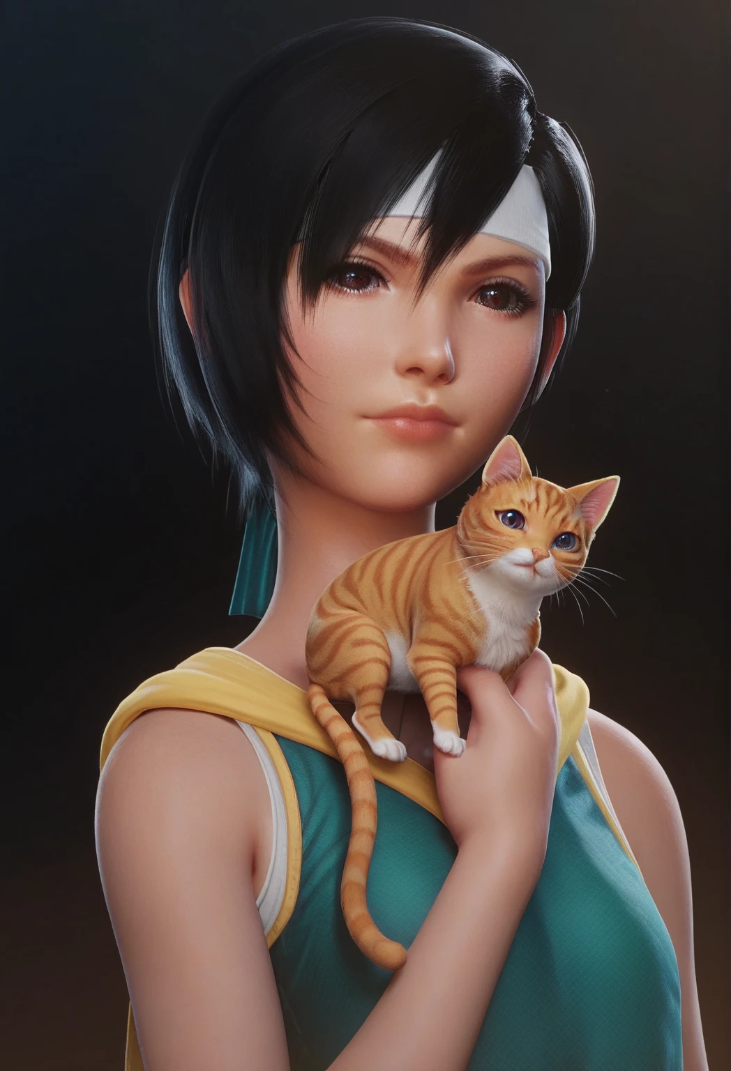 Yuffie is holding a cat