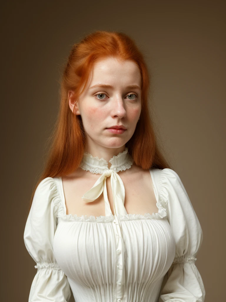 Portrait de gouvernante rousse pale gigantic breasts victorian blouse