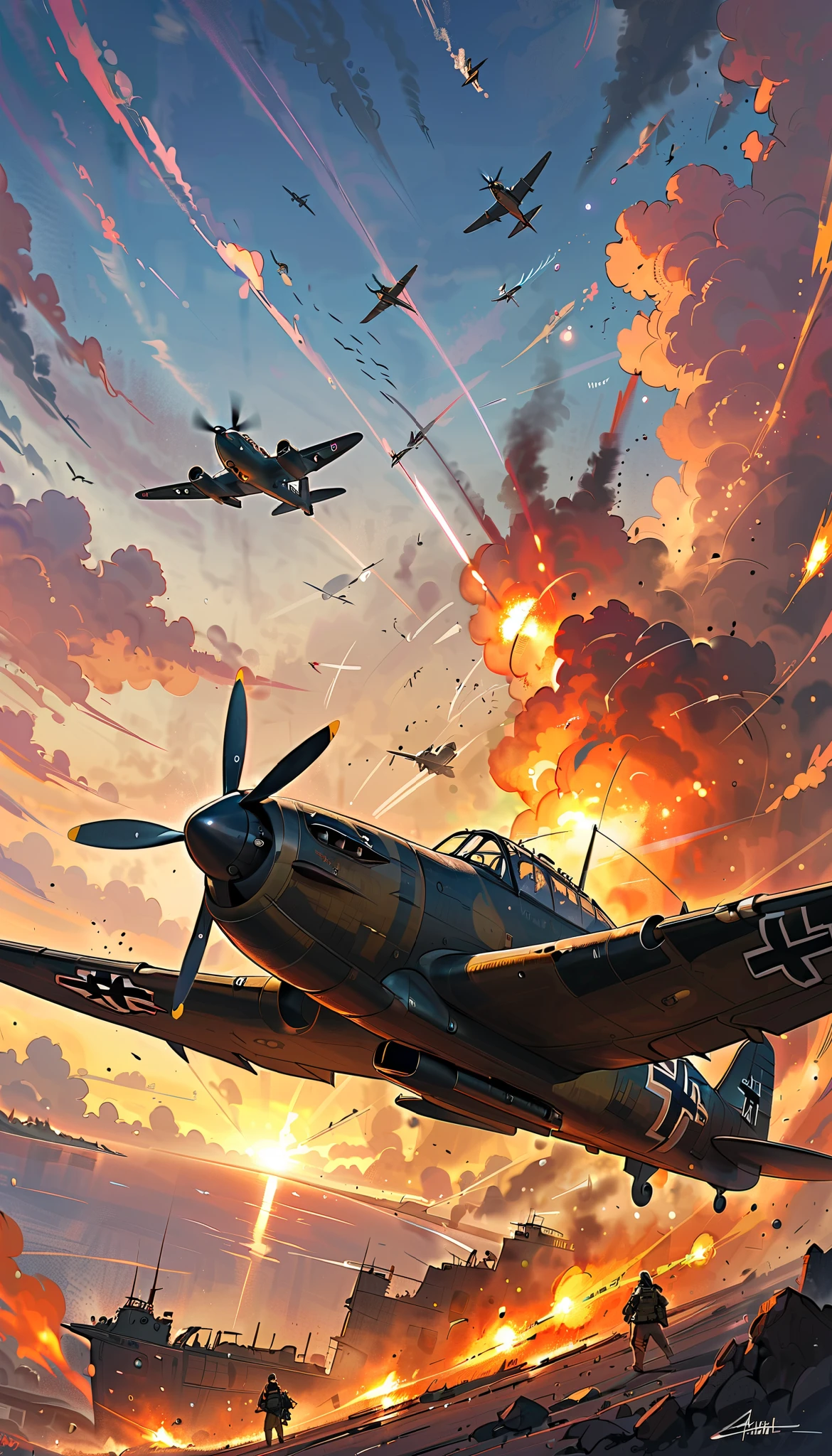 a Junkers Ju 87 Stuka, solo, vertical dive bombing