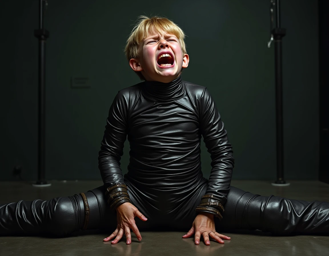 8k wallpaper, best quality, masterpiece, a boy, males only, gay, (cry out loud:1.2),(screaming in pain:1.2), collar with chains, nude, black short hair, humiliated, wet, (flat chested:1.2), (gangbang:1.2), bdsm, punishment, slave,raped, semen,on all fours