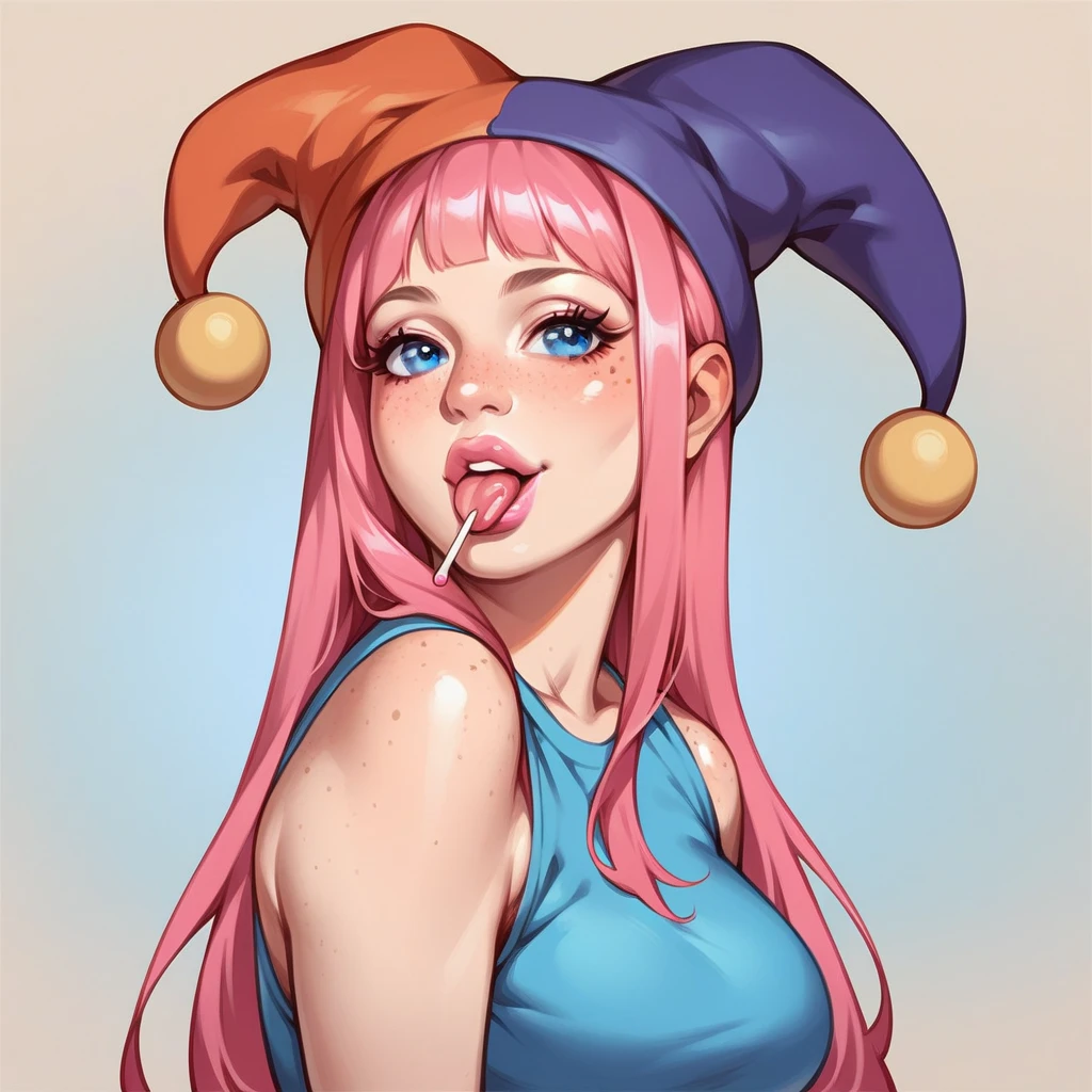 masterpiece, young woman,close up face, league of legends,seraphine, Serafina, swimsuit, nipple piercing,rhinestones,glitter,stockings, , Two members,many members, cum in mouth, cum on face , a lot of sperm, , milk from nipples, conchaet, Happy,