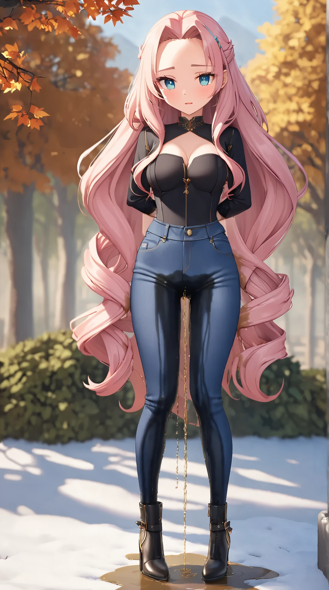 Long wavy blonde hair, green eyes, glasses, pink bow, massive , big ass, juicy lips, big lips, droopy purple eyes, massive lashes,smiling, ((platform boots)), gothic clothes, dark makeup, lace, corset, ((plain background)), standing on dick