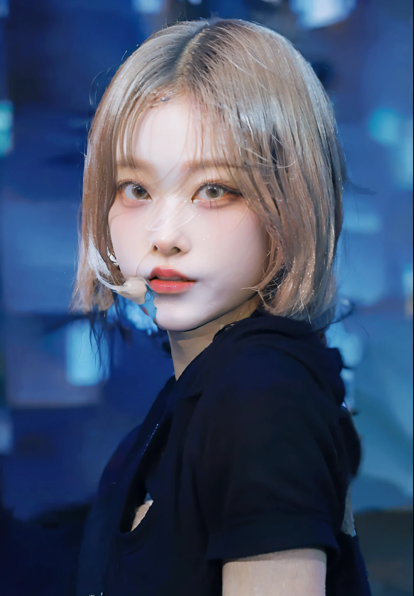 a close up of a woman wearing a black top and skirt, ample chest, gynoid body, gynoid cyborg body, extra detailed body, ( highly detailed figure ), realistic body, detailed body, full character body, complete detailed body, anatomically correct body, girl figure, ulzzang face, photorealistic, hd quality, highly realistic and photorealistic, 8K resolution, high-definition quality, gorgeous woman, tall quality, perfection details, ultra 8K, perfectly rendered face, all her facial and body details are perfectly detailed, maximum quality, 8K, perfectly rendered details, ultra rendered photography for maximum and impeccable quality, wonderful and charming woman, perfect eyes, perfect lips, perfect nose, perfect hair, perfect skin, she is too wonderful, image with maximum ultra mega rendered quality at the height of perfection, each strand of her hair is perfectly wavy and detailed, she is wonderful, an 8K image rendered to the highest AI quality that human eyes have never witnessed such quality and beauty, the image has good saturation and coloring, vivid, super rendered, rendered skin, rendered hair, rendered nose, rendered lips, super rendered image to the highest and best possible quality