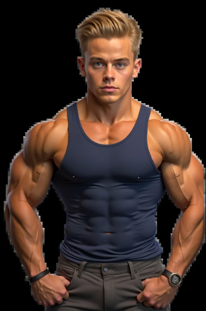 18 year old farmer, super buff and cool, showcasing his muscles in front of the barn