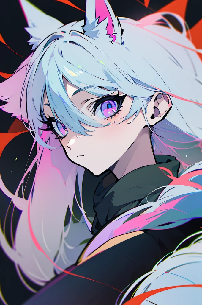 character half animal, half human half animal ,  character half animal anime ,  character with animal tail and ear, com  olhos muito detalhados  e rosto humano, anime face,  olhos muito detalhados 