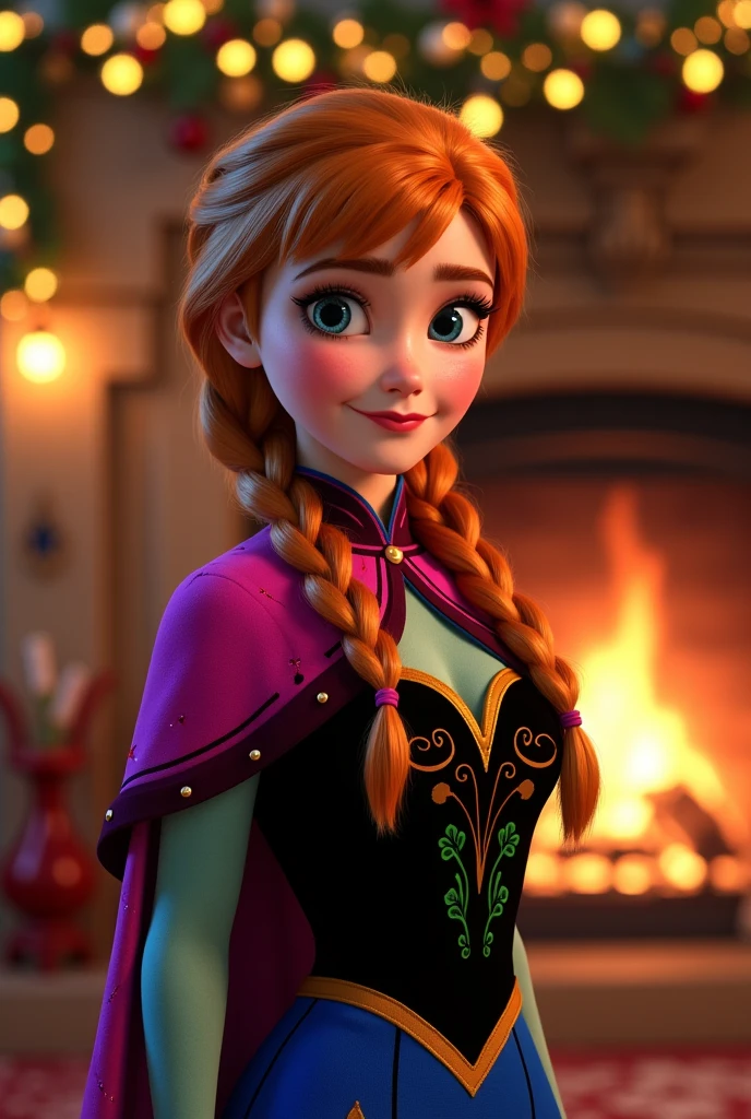 best quality, high quality, 4k, Anna-Frozen, (23 years old). sexy, full body, Christmas atmosphere, perfect Anna-Frozen cosplay, various poses