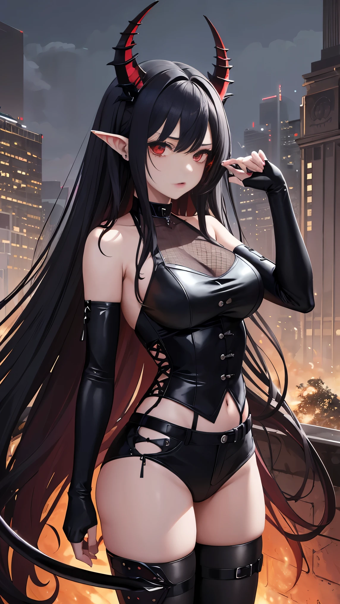 masterpiece, best quality, In winter, night, 4 But, girl, very long hair, There is blood on the face, big breasts, Gothic_Changeta, Change, Sadomasochism, wall, Zombified，Zombie Change and tentacles fuse，Zombie Queen，Black tentacles，Tentacles and legs