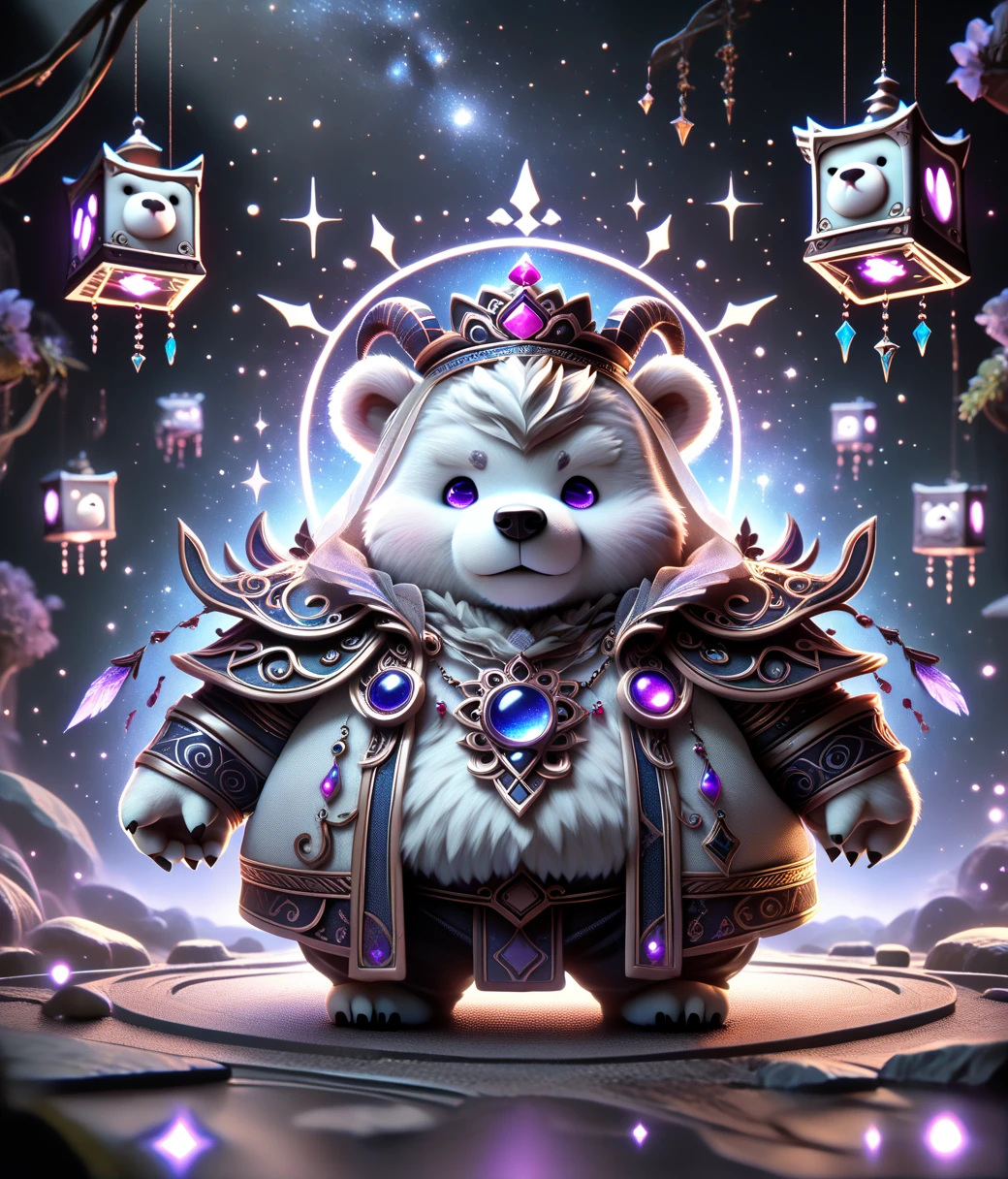 cute, fat, obese, anthro, male, polar bear cub), shortstack, DonMCu73D4rkXL, fullbody, adorable, magical oasis, fantasy, night time, moonlight, magical, beautiful, whimsical, bright lighting, hires textures, highly detailed, intricate details, best quality, masterpiece, detailxl