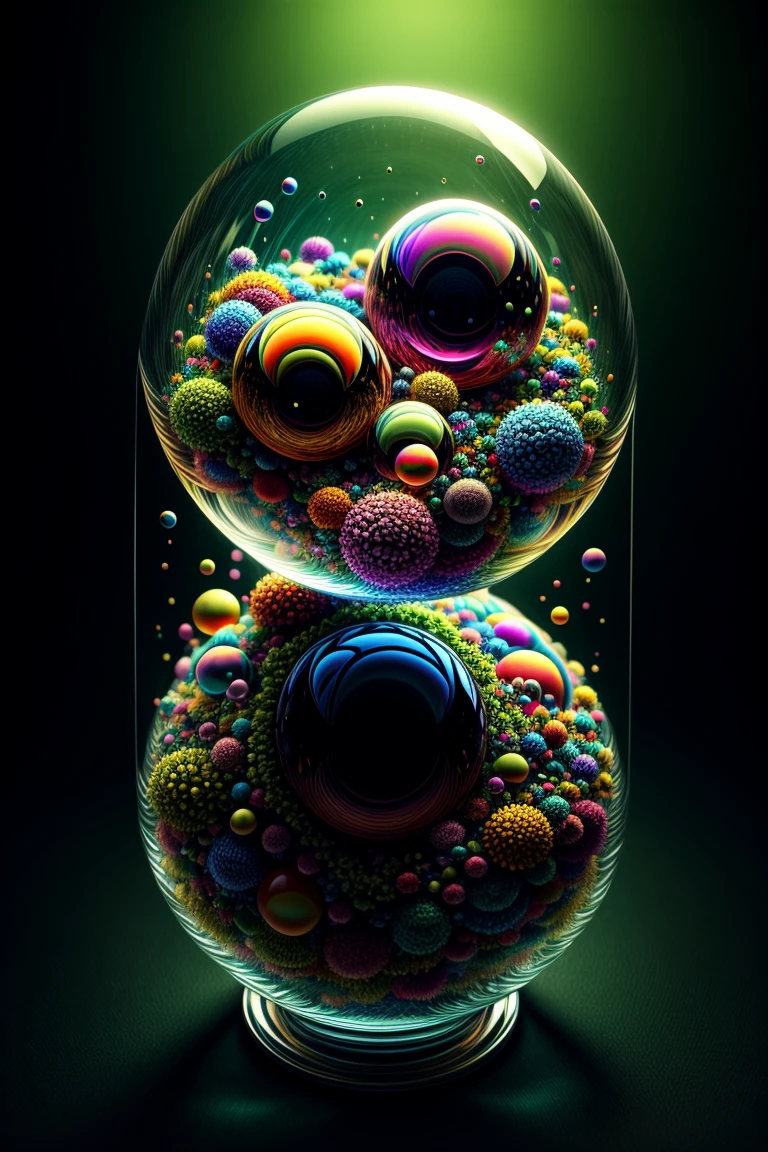 An amazing image of light emerging from colors in a psychedelic dream, shimmering glass morphing out of colors, bright neon and fluorescent colors,very bright, vibrant colors, perfectly formed and symmetrical reflective bubbles and spheres, attention to detail with these beautiful bubbles and spheres, Extreme  Hallucinations in a gorgeous piece of  psychedelic digital artwork, Stunning, pixel art, tripped out colors, 4d mandelbulb psychedelics, glass like psychedelic landscape, intricate rainbow environment, psychedelic underwater brightness and glow with neon colors, glowing colors twist inside of translucent glass spheres and bubbles with light and color reflecting off of both in bright fluorescent colors, psychedelic trip, fluorescent and neon aesthetic, psychedelic vibrant colors, bright psychedelic paint splattered backgrounds,swirling spirals and vortex, bright vibrant colors popping out from 3d glass spheres, Rotational Symmetry, Pixel Assets, Portrait photography, Surrealism, Photorealistic, Hyperdetailed, Glass Morphism, Digital Art, Sparkle, Optical Illusion, Glowing Light, Reflective Light, Overexposure, Backlighting, Depth Of Field, Spheres and bubbles show perfect Symmetry, UHD, High Details, High Quality, Super Detailed, Full Focus, Awe inspiring, Shockingly unique wallpaper art, Breathtaking, Indescribably Beautiful, Heaven sent images, Best Quality, Award Winning, Masterpiecea psychedelic digital art,ultra-detailed vibrant fluorescent neon colors,intricate rainbow glass-like environment,shimmering glass bubbles morphing out of swirling colors,glowing light and reflection,4d mandelbulb psychedelic landscape,bright overexposed backlighting with depth of field,award winning masterpiece,pixel art,portrait photography,photorealistic,hyperdetailed,glass morphism,sparkle,optical illusion,rotational symmetry,best quality,8k,ultra-fine detailsA close up of beautiful bubbles floating on top of each other, LSD, DMT imagery. octane render, psychedelic droplets 