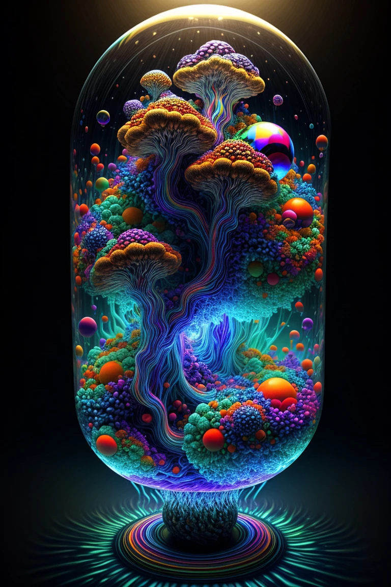 An amazing image of light emerging from colors in a psychedelic dream, shimmering glass morphing out of colors, bright neon and fluorescent colors,very bright, vibrant colors, perfectly formed and symmetrical reflective bubbles and spheres, attention to detail with these beautiful bubbles and spheres, Extreme  Hallucinations in a gorgeous piece of  psychedelic digital artwork, Stunning, pixel art, tripped out colors, 4d mandelbulb psychedelics, glass like psychedelic landscape, intricate rainbow environment, psychedelic underwater brightness and glow with neon colors, glowing colors twist inside of translucent glass spheres and bubbles with light and color reflecting off of both in bright fluorescent colors, psychedelic trip, fluorescent and neon aesthetic, psychedelic vibrant colors, bright psychedelic paint splattered backgrounds,swirling spirals and vortex, bright vibrant colors popping out from 3d glass spheres, Rotational Symmetry, Pixel Assets, Portrait photography, Surrealism, Photorealistic, Hyperdetailed, Glass Morphism, Digital Art, Sparkle, Optical Illusion, Glowing Light, Reflective Light, Overexposure, Backlighting, Depth Of Field, Spheres and bubbles show perfect Symmetry, UHD, High Details, High Quality, Super Detailed, Full Focus, Awe inspiring, Shockingly unique wallpaper art, Breathtaking, Indescribably Beautiful, Heaven sent images, Best Quality, Award Winning, Masterpiecea psychedelic digital art,ultra-detailed vibrant fluorescent neon colors,intricate rainbow glass-like environment,shimmering glass bubbles morphing out of swirling colors,glowing light and reflection,4d mandelbulb psychedelic landscape,bright overexposed backlighting with depth of field,award winning masterpiece,pixel art,portrait photography,photorealistic,hyperdetailed,glass morphism,sparkle,optical illusion,rotational symmetry,best quality,8k,ultra-fine detailsA close up of beautiful bubbles floating on top of each other, LSD, DMT imagery. octane render, psychedelic droplets 