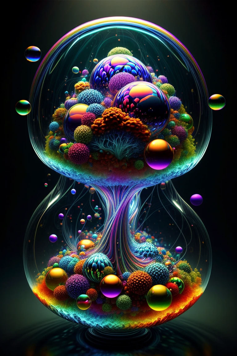 An amazing image of light emerging from colors in a psychedelic dream, shimmering glass morphing out of colors, bright neon and fluorescent colors,very bright, vibrant colors, perfectly formed and symmetrical reflective bubbles and spheres, attention to detail with these beautiful bubbles and spheres, Extreme  Hallucinations in a gorgeous piece of  psychedelic digital artwork, Stunning, pixel art, tripped out colors, 4d mandelbulb psychedelics, glass like psychedelic landscape, intricate rainbow environment, psychedelic underwater brightness and glow with neon colors, glowing colors twist inside of translucent glass spheres and bubbles with light and color reflecting off of both in bright fluorescent colors, psychedelic trip, fluorescent and neon aesthetic, psychedelic vibrant colors, bright psychedelic paint splattered backgrounds,swirling spirals and vortex, bright vibrant colors popping out from 3d glass spheres, Rotational Symmetry, Pixel Assets, Portrait photography, Surrealism, Photorealistic, Hyperdetailed, Glass Morphism, Digital Art, Sparkle, Optical Illusion, Glowing Light, Reflective Light, Overexposure, Backlighting, Depth Of Field, Spheres and bubbles show perfect Symmetry, UHD, High Details, High Quality, Super Detailed, Full Focus, Awe inspiring, Shockingly unique wallpaper art, Breathtaking, Indescribably Beautiful, Heaven sent images, Best Quality, Award Winning, Masterpiecea psychedelic digital art,ultra-detailed vibrant fluorescent neon colors,intricate rainbow glass-like environment,shimmering glass bubbles morphing out of swirling colors,glowing light and reflection,4d mandelbulb psychedelic landscape,bright overexposed backlighting with depth of field,award winning masterpiece,pixel art,portrait photography,photorealistic,hyperdetailed,glass morphism,sparkle,optical illusion,rotational symmetry,best quality,8k,ultra-fine detailsA close up of beautiful bubbles floating on top of each other, LSD, DMT imagery. octane render, psychedelic droplets 