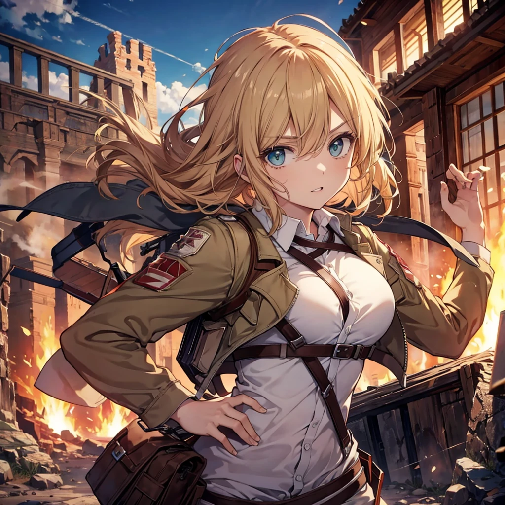 Anime Kawaii sexy Perfect Slim sensual body large breast and huge thighs, An intricate and highly detailed illustration of anime (Young girl). ultra high resolution, work of art, 1 girl, standing alone, Irina JelaviÄ‡R4, blonde body hair, blue colored eyes, :d, expressive eyes, face perfect, large breasted, large breasted, small waist, perfect figure, highy detailed, showing cleavage, dressed like lara croft, full - length portrait, shorts marrons, coldre de arma de cinto, Petrol-blue spandex top, brown hiking boots, shorts marrons, dark shorts marrons, short shorts, teal-green top, exposed middle section, far away_body hair, へそ, avo_gura, holding aiming two pistols with both hands, pointing weapons at the spectator, ssmile, standing alone, (fund: Inside the house, concrete corridors, inside a bunker, pipes nearby)
