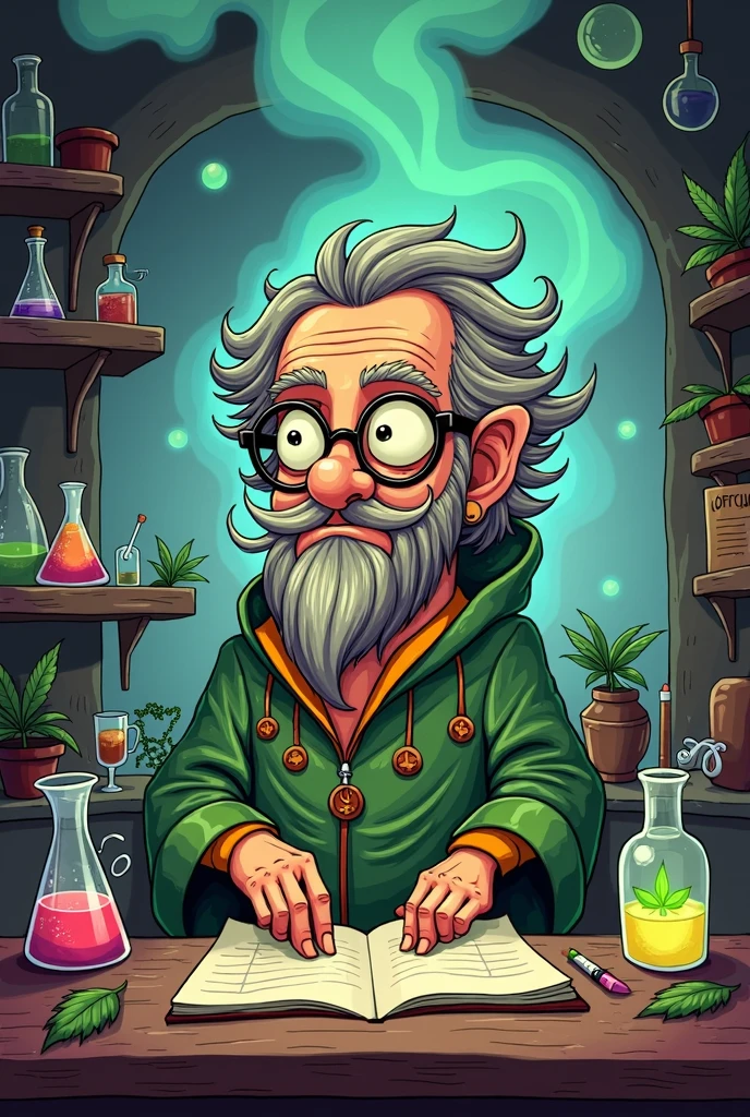 Make this character younger and set a cannabis scene with cannabis