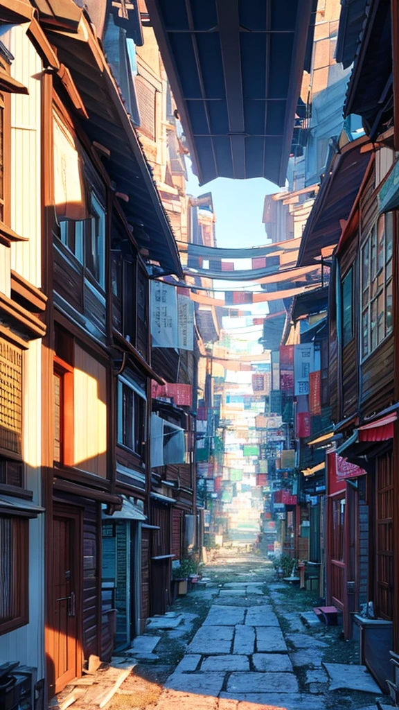 Future city,4000 years after,white tone,hight technology,Dense population,Alleys,lively