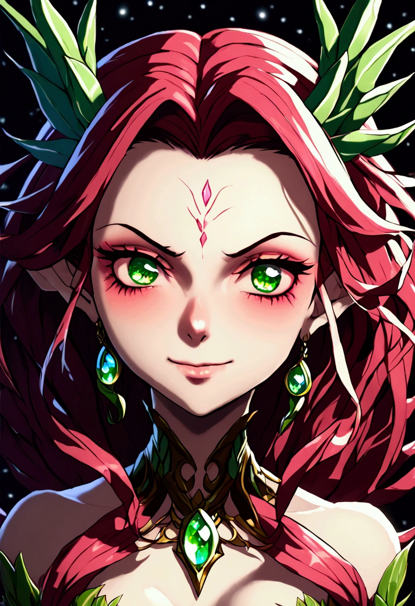 zyra, random facial expression, perfect eyes, random position, portrait,, (magical, magnificent, masterpiece:1.3), medium breast, embarrassed face, portrait, evil smile, crazy