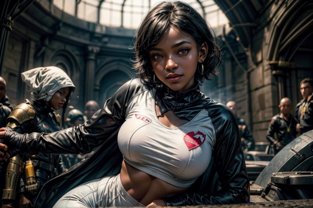 (master part, best quality), Deep Ebony 1girl, beautiful face, Braids hanging freely, nsfw seios muito grandes, nsfw moda cyberpunk,  nsfw moda cyberpunk