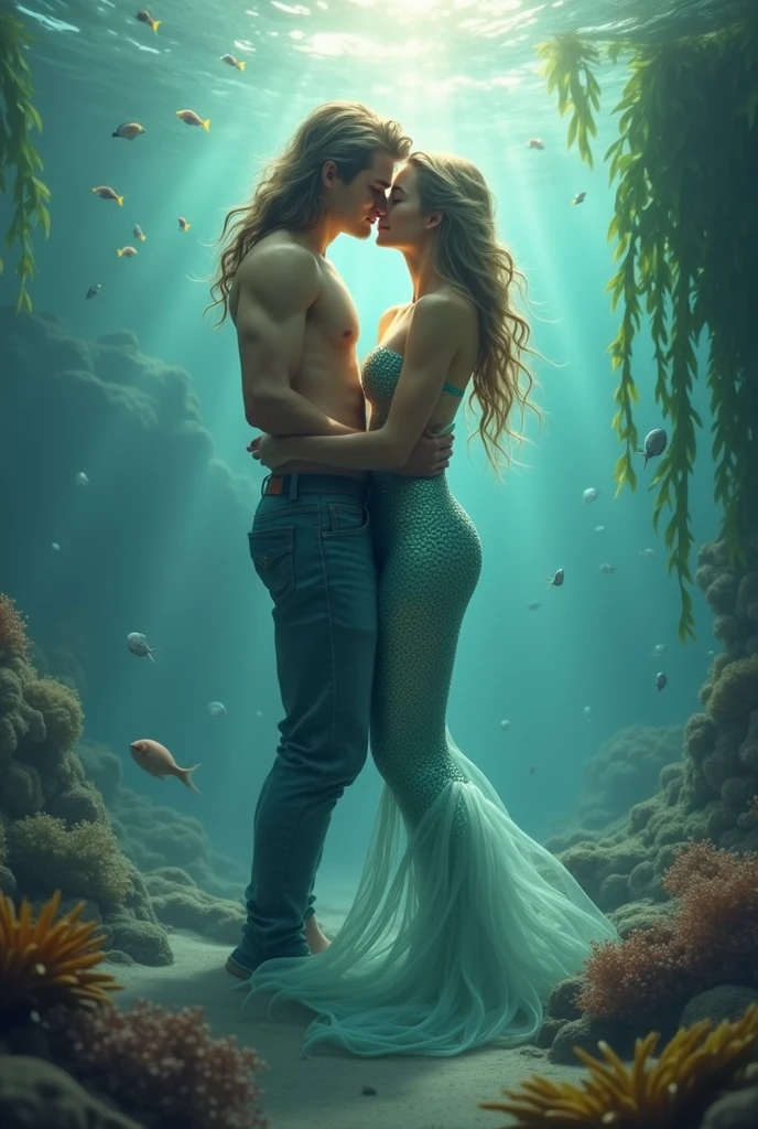 COUPLE HOME AND WOMAN FISH TAIL TRITON AND MERMAID BEAUTIFUL