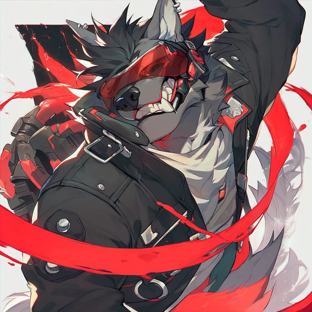 4K,very high res,A strong Reaper Wolf,muscline,Big furry tail,Holding the weapon of the Grim Reaper in his hand,The dark red eyes were terrifying,Full of oppression