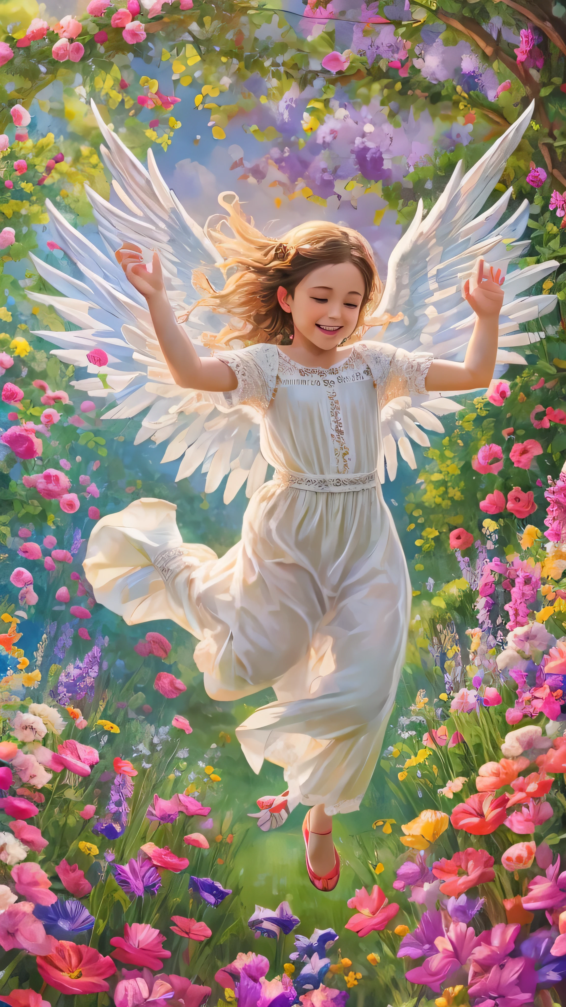 Angel Art, Everybody jump, smile, joy, heaven, like, garden, happiness, light, Let me