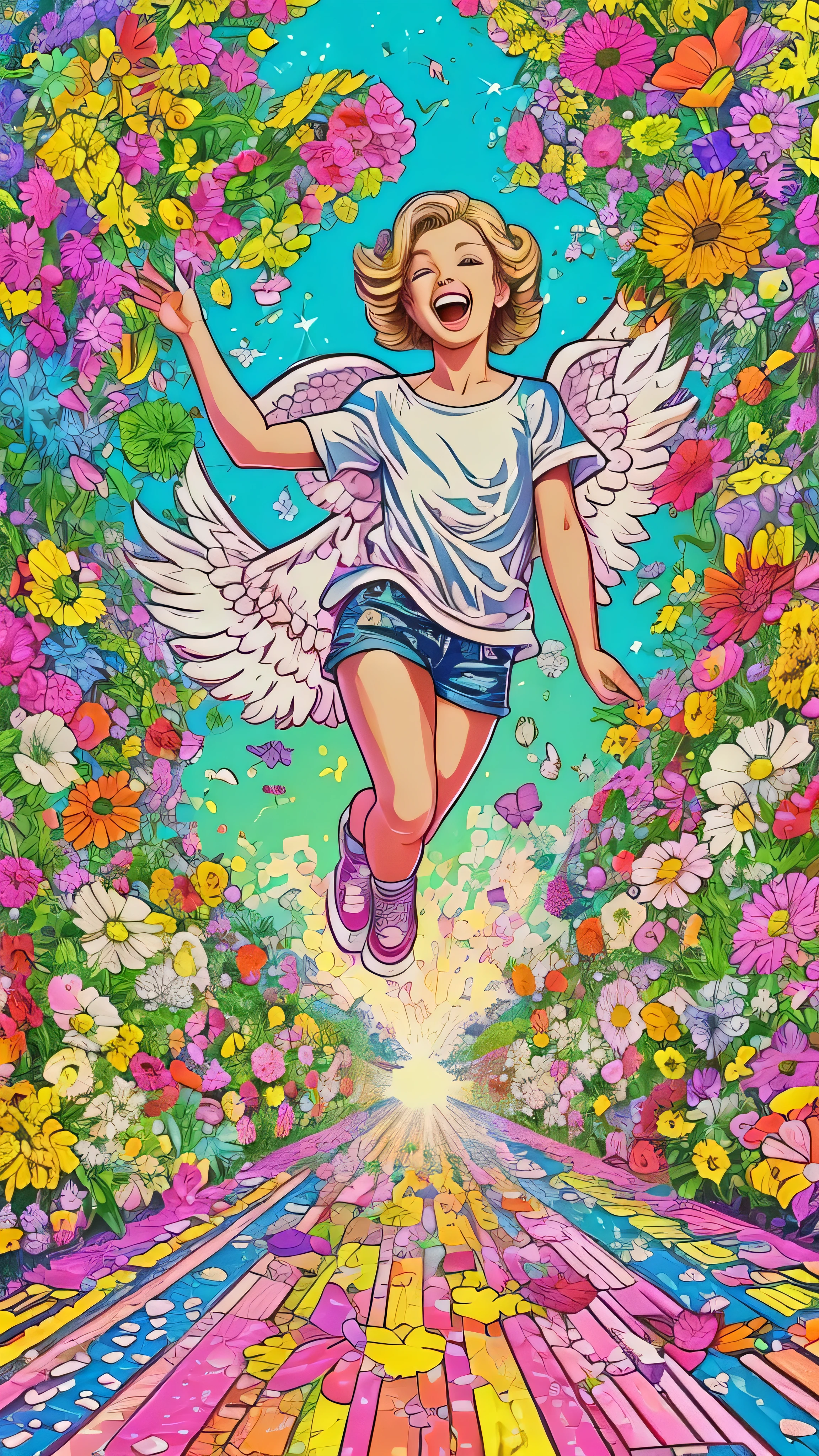 Angel Art, Everybody jump, smile, joy, heaven, like, garden, happiness, light, Let me