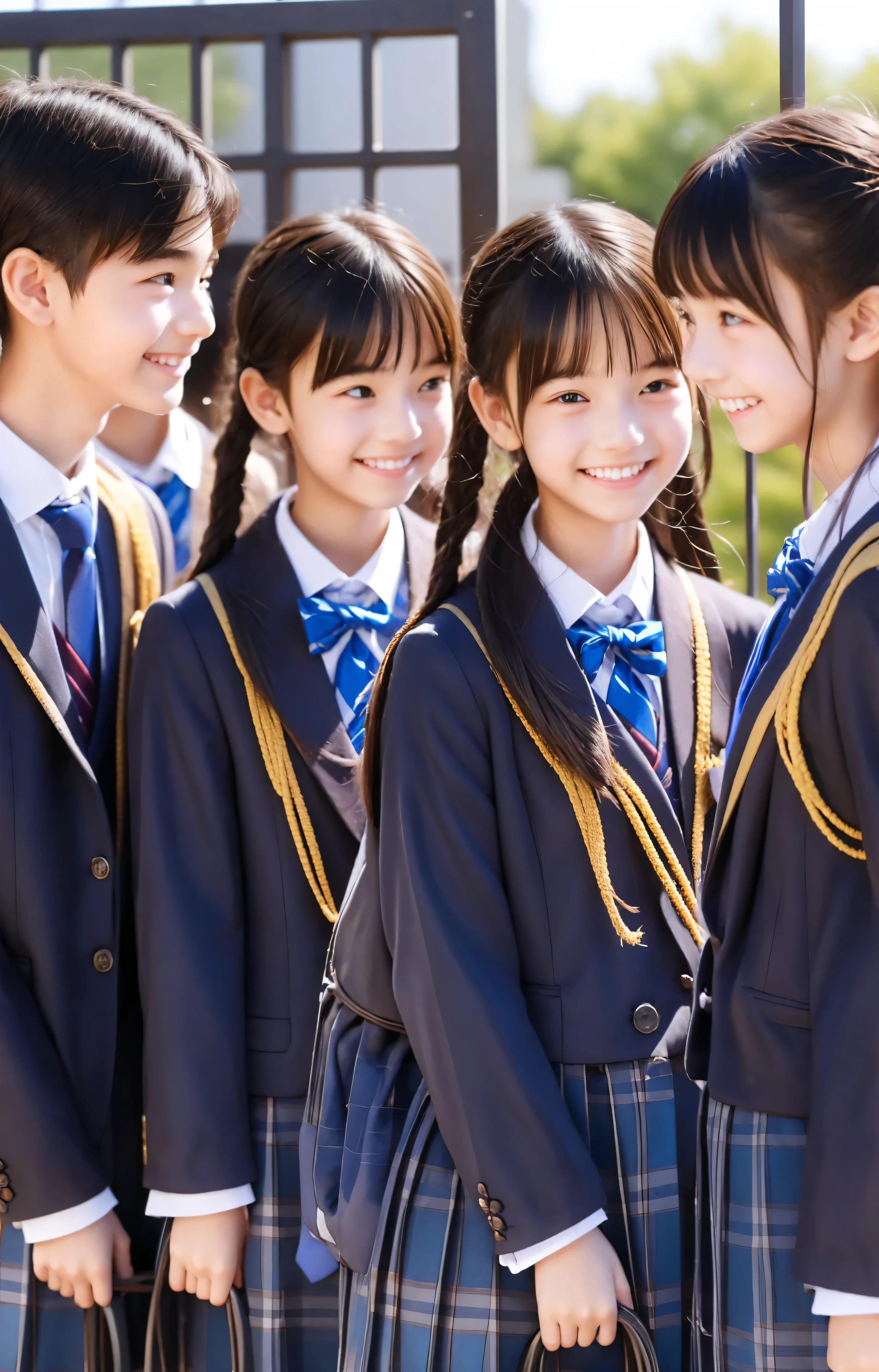  s,************* students quietly line up before entering the classroom,cute, Masterpiece, Details,smile