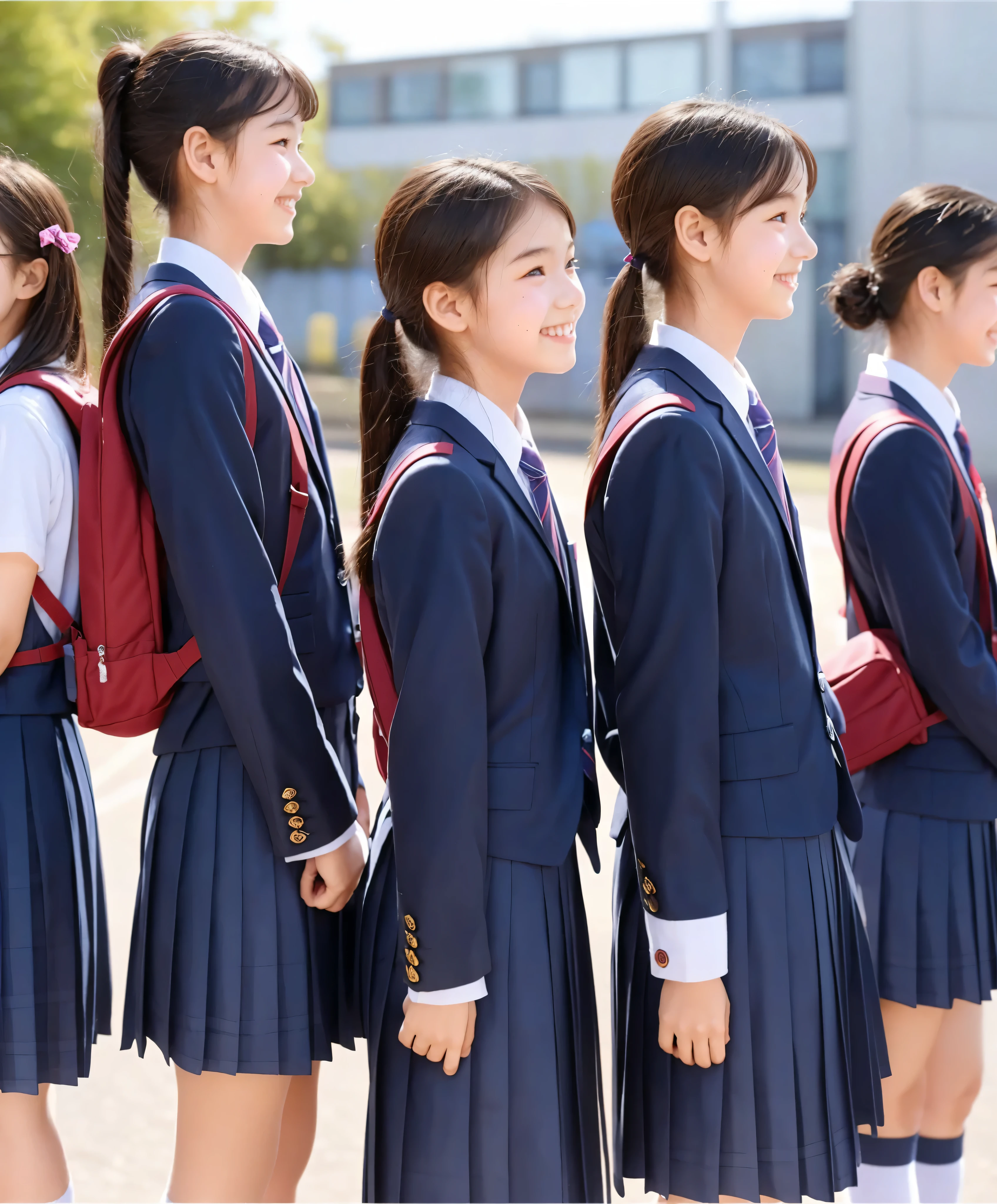  s,************* students quietly line up before entering the classroom,cute, Masterpiece, Details,smile