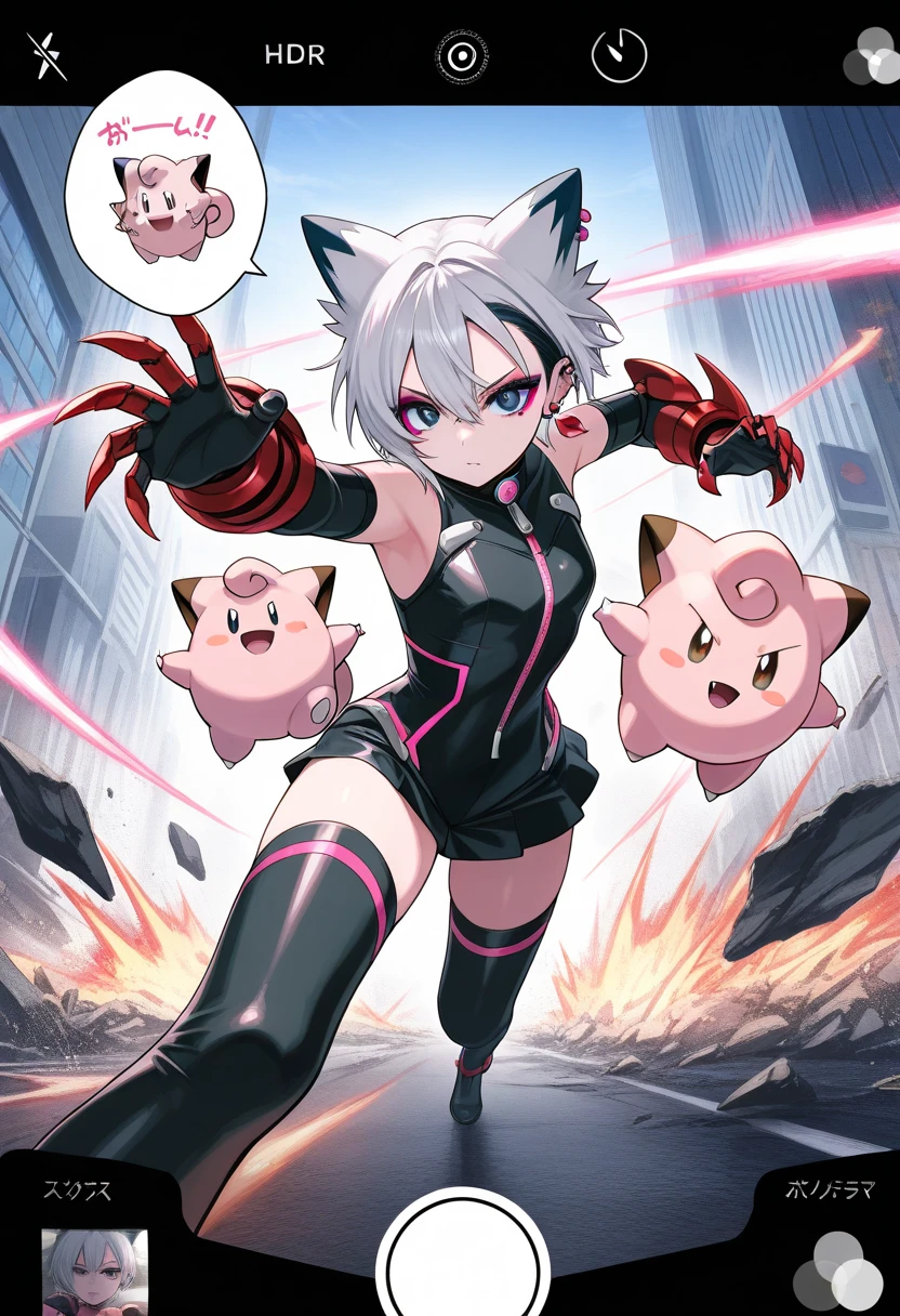 (award winning 8k official art:1.3) of (mad giant zombie (chibi:1.1) gtsgiga, open mouth, monstrous, breaking:1.3), angry, kawaiitech, kawaii, cute colors, ferocious, good fingers, night, extremely detailed background, sweet, front, epic, (masterpiece:1.4), (best quality:1.4), Amazing, beautiful, finely detailed, (Depth of field:1.4), extremely detailed 8k, stunning, (light reflections:0.5), (crisp:1.5), red twin tails, vibrant, (edge detection:1.2), absurdres, impressive, 120mm, clear, powerful