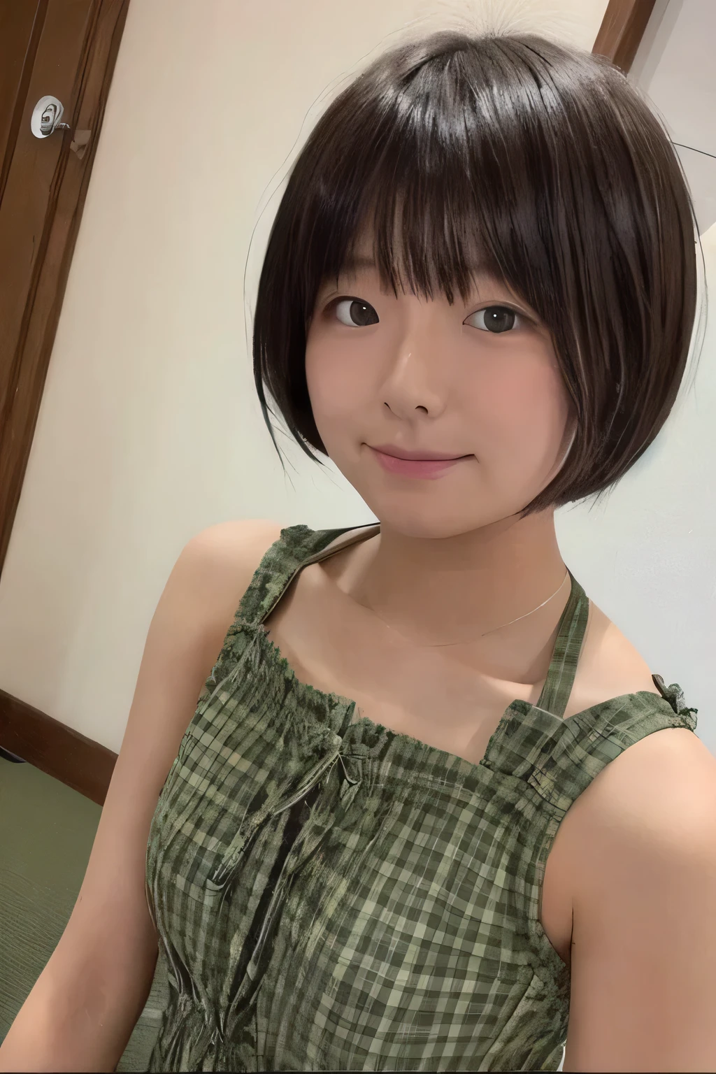 ( top quality:1.5),  one girl, Alone, short hair to be shouldered, Round face,  Japanese ,