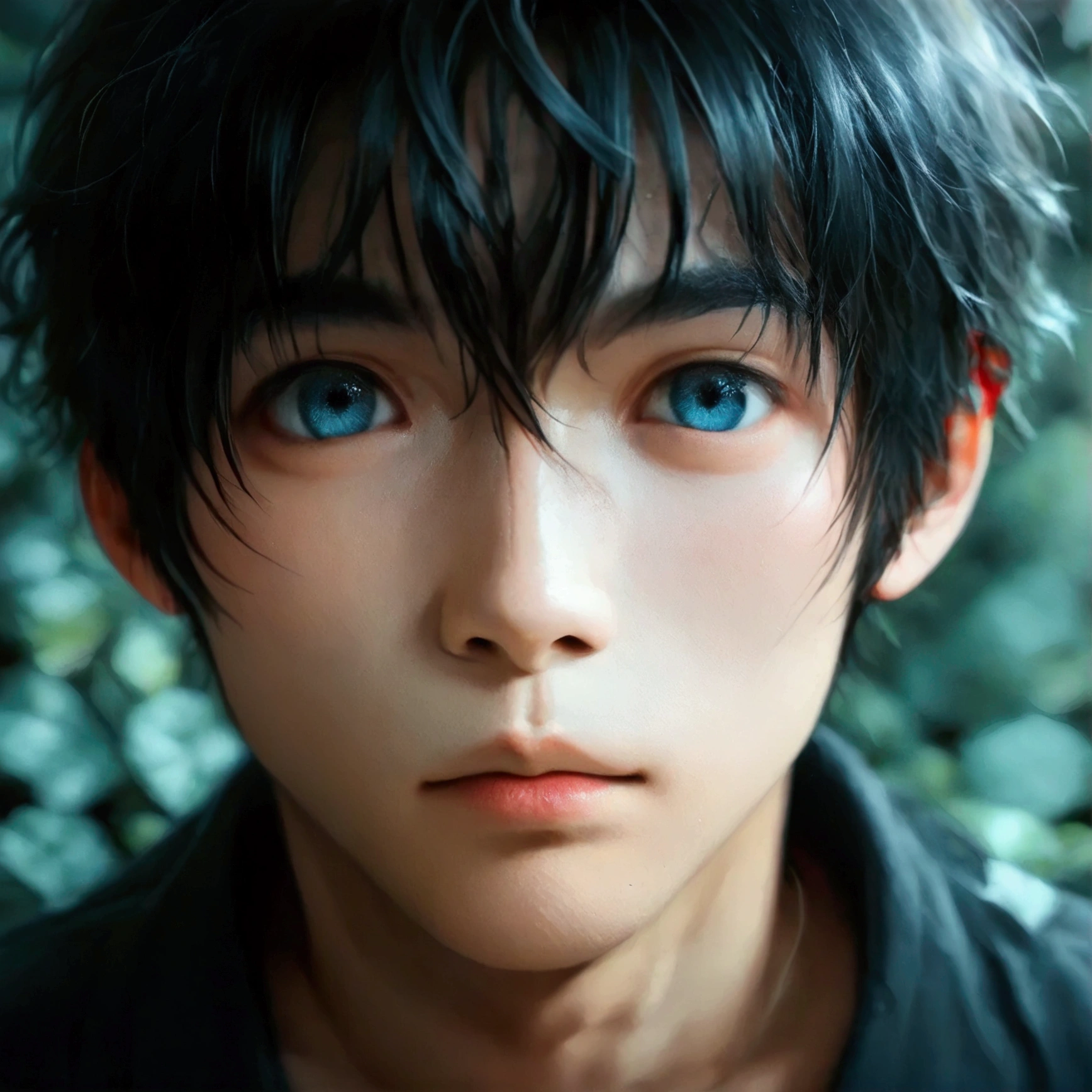 score_9, score_8_up, score_7_up,RAW photo,((8k)),japanese cute boy,(bad mood:0.8)Nagi-kun, black hair, Forehead,Deep blue eyes,Alone