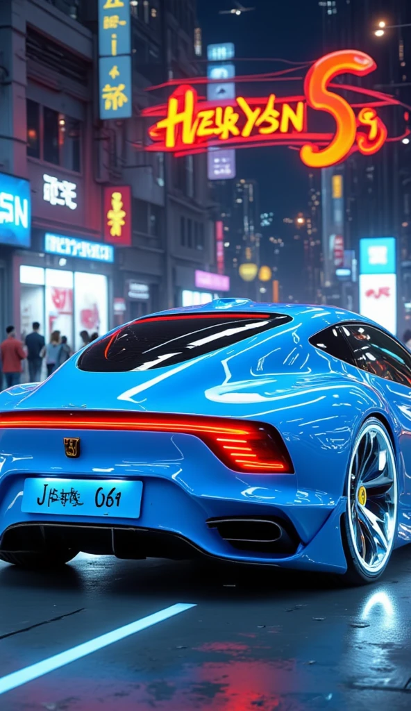 cyberpunk、masterpiece、 anatomically correct on white grass、 top quality 、 high detail、Neon Buildings、 Fairlady Zs30 、Blue Devil's Z 、 Custom 、 Wide Wheels 、Lowdown 、 Detailed Blister Fenders、 Full Smoke 、 side angle、Right beside、Full car view 、