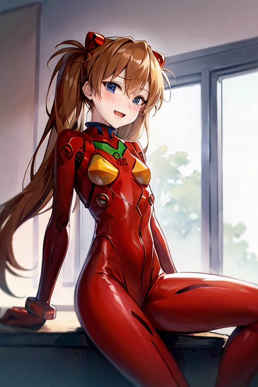 (( top quality )), ((masterpiece)), (be familiar with),  perfect face, indoor, bedroom,  is watching viewers,
One woman,  Soryu Asuka Langley,
 open mouth,  ecstatic expression beside the piano, blush, smile,
 small tits,  flat chested, Young girl, Lori,  s,  girl,
 long hair,  Twin Tails ,
Leg spread,