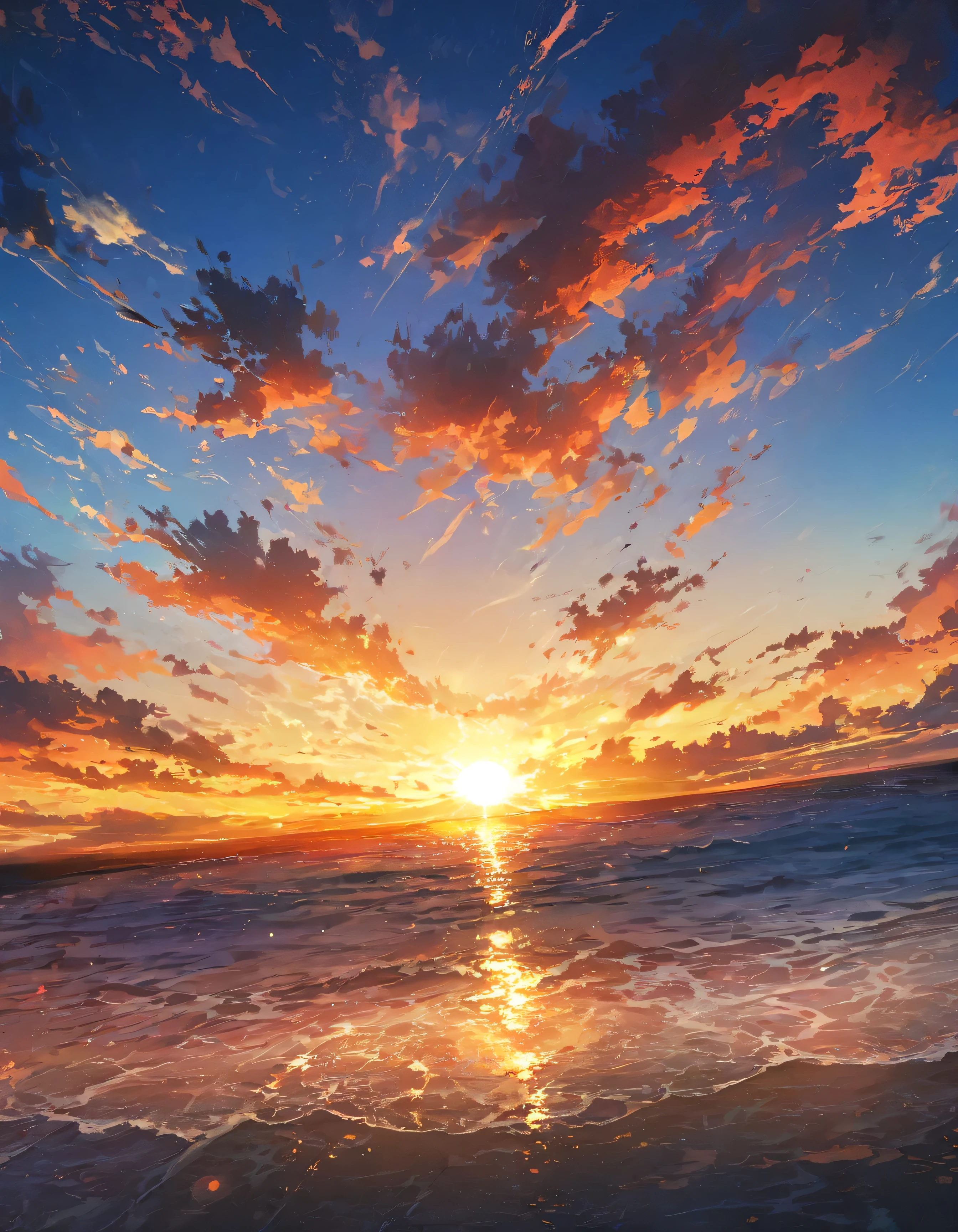 ( Ultra detailed ,high resolution, masterpiece:1.2),ultra-detailed,realistic:1.37, feather hair ornament ,bright lighting , Spectacular scenes , vast sky , view from an extremely low angle , where the ocean meets the vast sky , the sun setting behind the sea , view from an extremely low angle , breathtaking moment , sunset colors , a breathtaking scene , spectacular scenes , breathtaking view of the sea from the dike {x} a breathtaking scene {x} lying behind the sea {x} sea view {x} overlooking the vast sky {x} wide sky {x} view from an extremely low angle {x} sunset sky gradient {x} an orange road formed by the evening sun is beautiful