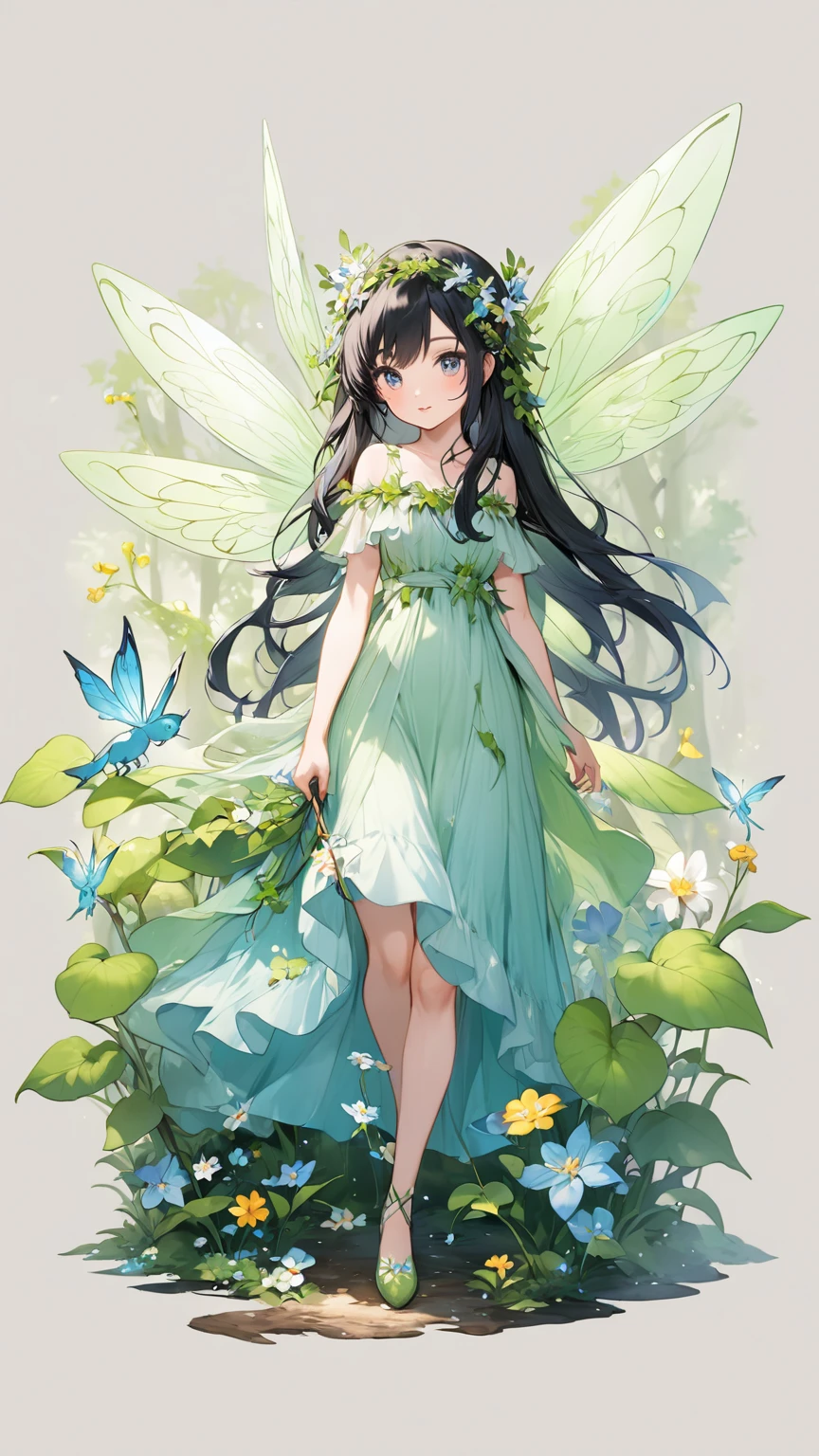 Deep in the forest, the black-haired spring fairy