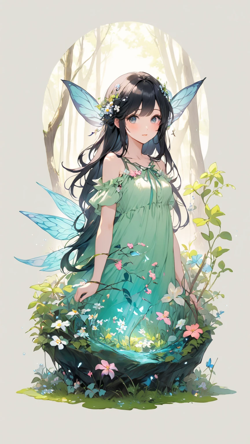 Deep in the forest, the black-haired spring fairy