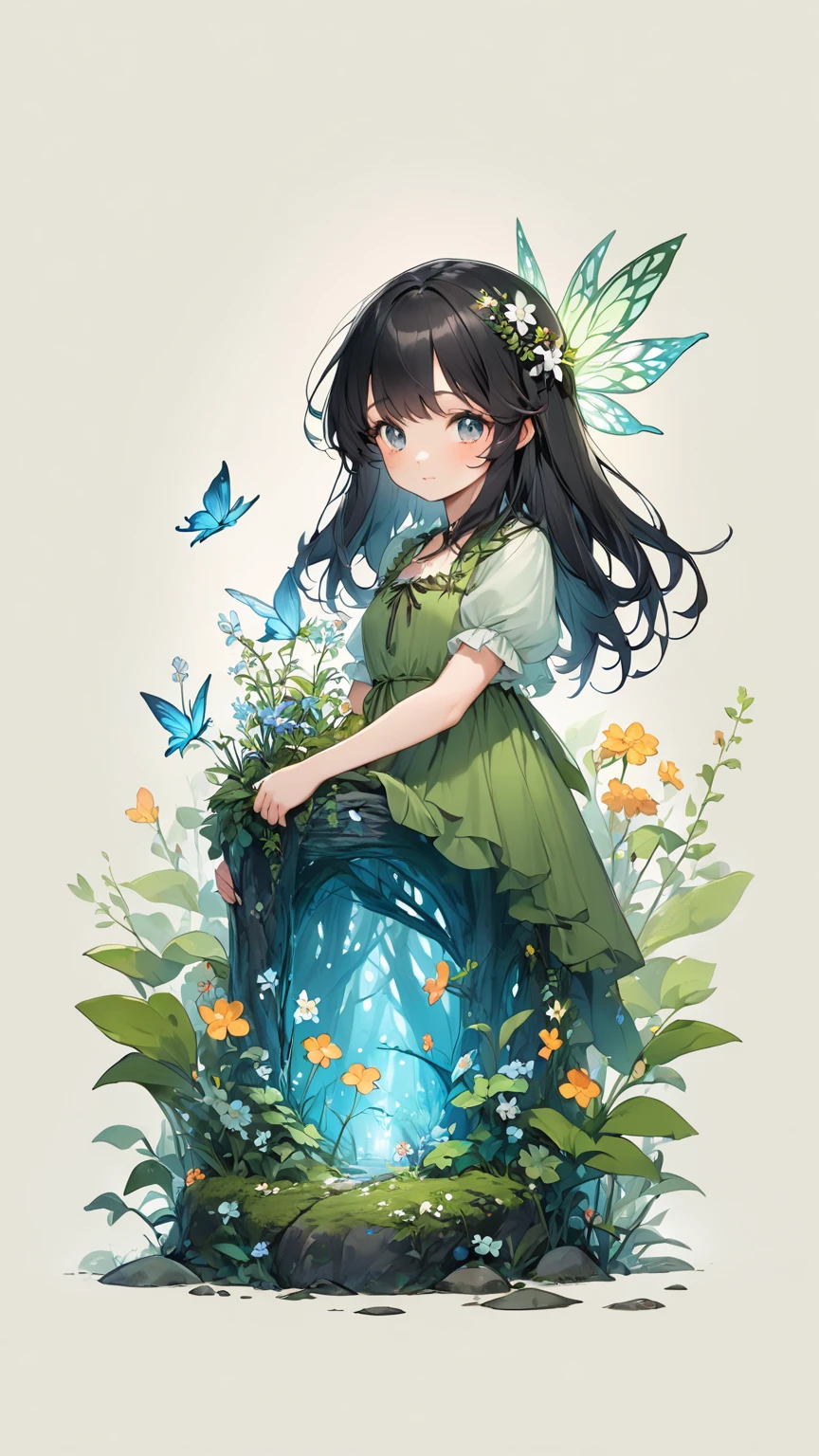 Deep in the forest, the black-haired spring fairy