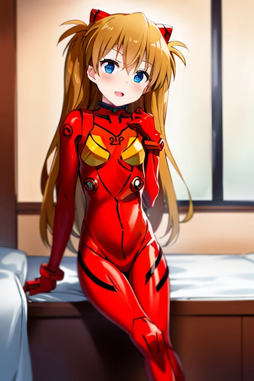 (( top quality )), ((masterpiece)), (be familiar with),  perfect face, indoor, bedroom,  is watching viewers,
One woman,  Soryu Asuka Langley,
 open mouth,  ecstatic expression beside the piano, blush, smile,
 small tits,  flat chested, Young girl, Lori,  s,  girl,
 long hair,  Twin Tails ,
Leg spread,