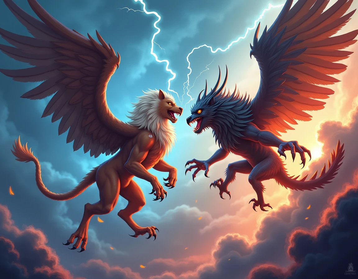 Beautiful angels fighting demons