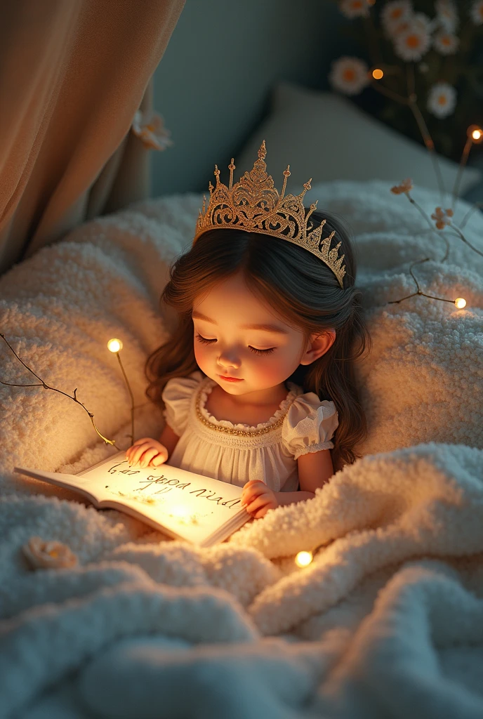 Beautiful baby from the fairy tales Beauty and the Beast with black hair , dark shaped eyes, pink lips, The book is very old.