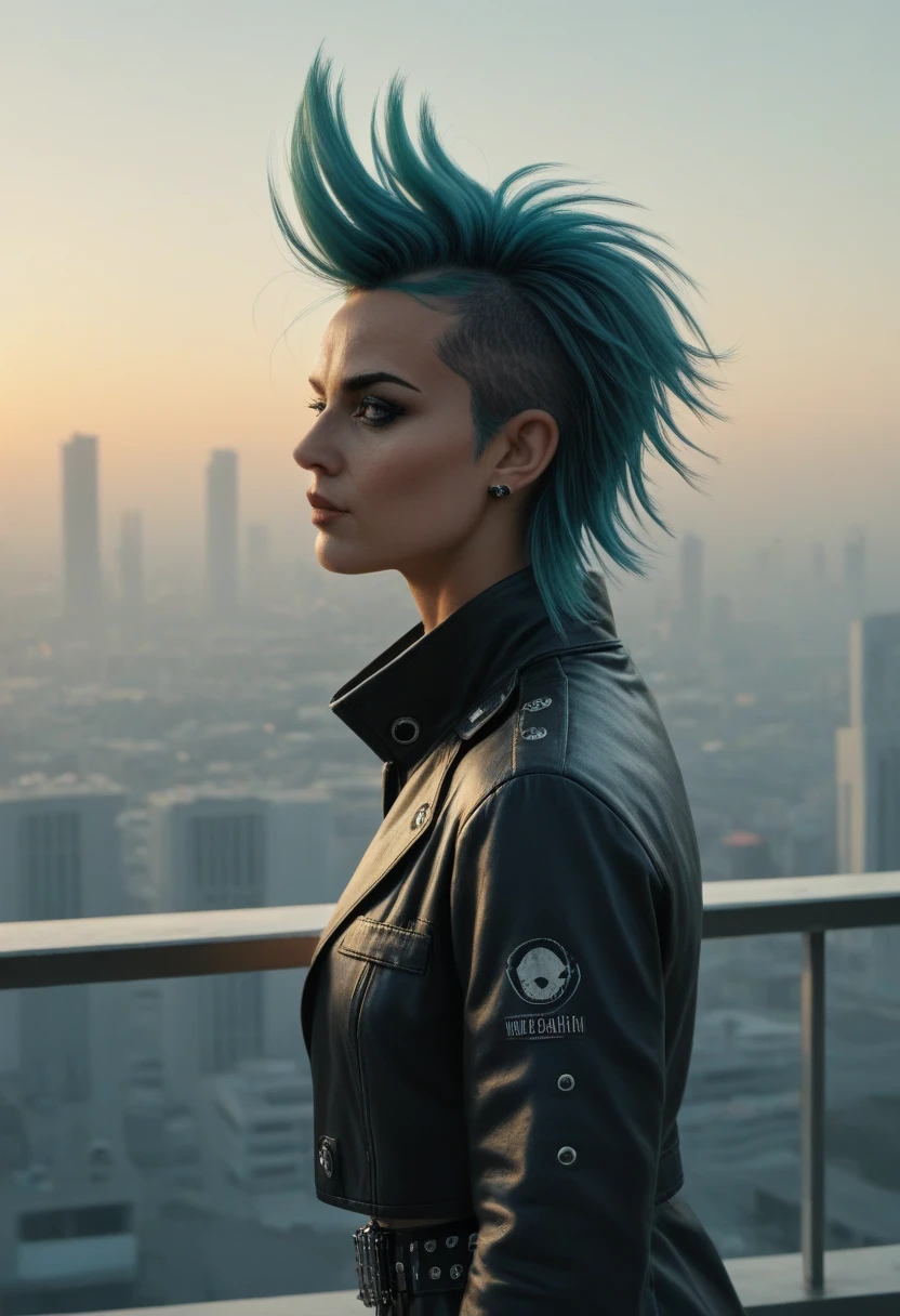 Fancy colors. a futuristic queen. , texture, film grain, skin pores:0.1 intricate dramatic portrait of a beautiful windblown scifi scientist standing on a balcony overlooking a futuristic (solarpunk)1.2 city, foggy morning, cinematic movie still frame, blade runner 2049, punk hair style, altered carbon, (analog style)1.3 (film grain)1.3, stephan martiniere Wadim Kashin Simon Stalenhag michal karcz ismail inceoglu. Joker. Visual accounts with the viewer 