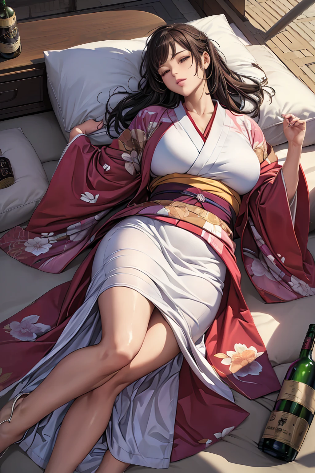 (( super high definition )),(( super high quality )),((16k)),((Flashy clothing)),((glossかしい)),((gloss)),((Mom)),(( kimono)),((I'm sleeping drunk after being crushed by alcohol:1.4)),(()),(()),(()),(()),(()),(())