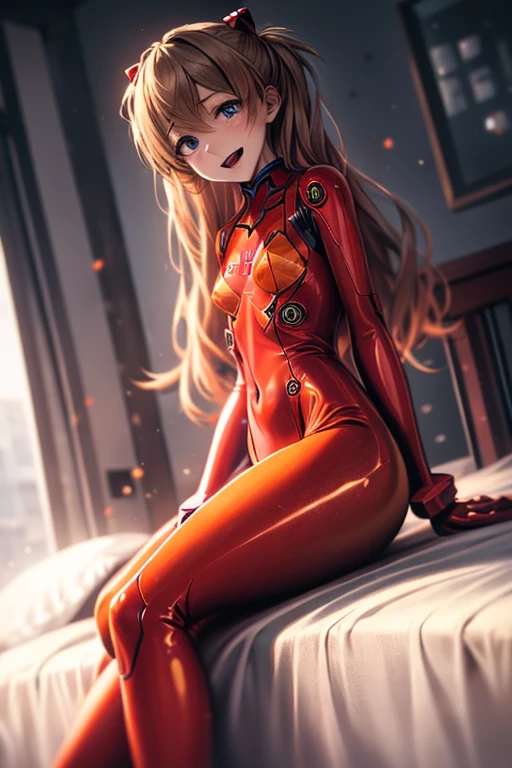 (( top quality )), ((masterpiece)), (be familiar with),  perfect face, indoor, bedroom,  is watching viewers,
One woman,  Soryu Asuka Langley,
 open mouth,  ecstatic expression beside the piano, blush, smile,
 small tits,  flat chested, Young girl, Lori,  s,  girl,
 long hair,  Twin Tails ,
Leg spread,