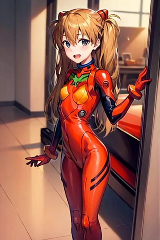 (( top quality )), ((masterpiece)), (be familiar with),  perfect face, indoor, bedroom,  is watching viewers,
One woman,  Soryu Asuka Langley,
 open mouth,  ecstatic expression beside the piano, blush, smile,
 small tits,  flat chested, Young girl, Lori,  s,  girl,
 long hair,  Twin Tails ,
Leg spread,