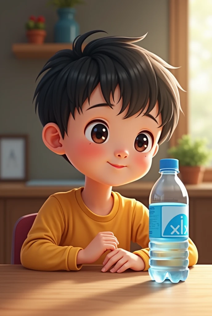 Alavid baby sitting on the floor，Holding a bottle of milk in his hand, 2 years old, full body potrait holding bottle, he is happy, yanjun cheng, inspired by Chen Daofu, kiddy big breasts, ruan jia beautiful!, ruxing gao, holding a bottle, inspired by Cao Buxing, Help me, 2 8 years old