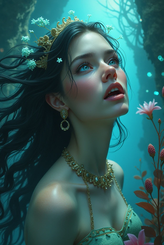 Masterpiece, Best Quality, full body shot (head and feet in frame)(highly accurate drawing in every detail)(extremely precise representation)a stunning beautiful (also scary) young deep sea siren girl with with legs but also with transparent fins, (very athletic body), with shell and pearl jewelry, beautiful distributed scales, meets chtulhu (ancient god from necronomicon) at night underwater, fit, small breasts, ancient underwater city in the background, very detailed, Vivid Appearance, Creative Behavior, Extremely Detailed, Imaginative, Sensual, Spontaneous, Highest Quality, Skin Texture, Intricate Details, (Cinematic Lighting), RAW Photo, 8k, Masterpiece, Best Quality, Ultra Detailed, Very Detailed Images, Extremely Detailed, intricate details, highres, super complex details, extremely detailed 8k CG wallpaper, Anime, CGI, Evil, Horrifying, Dynamic Lighting