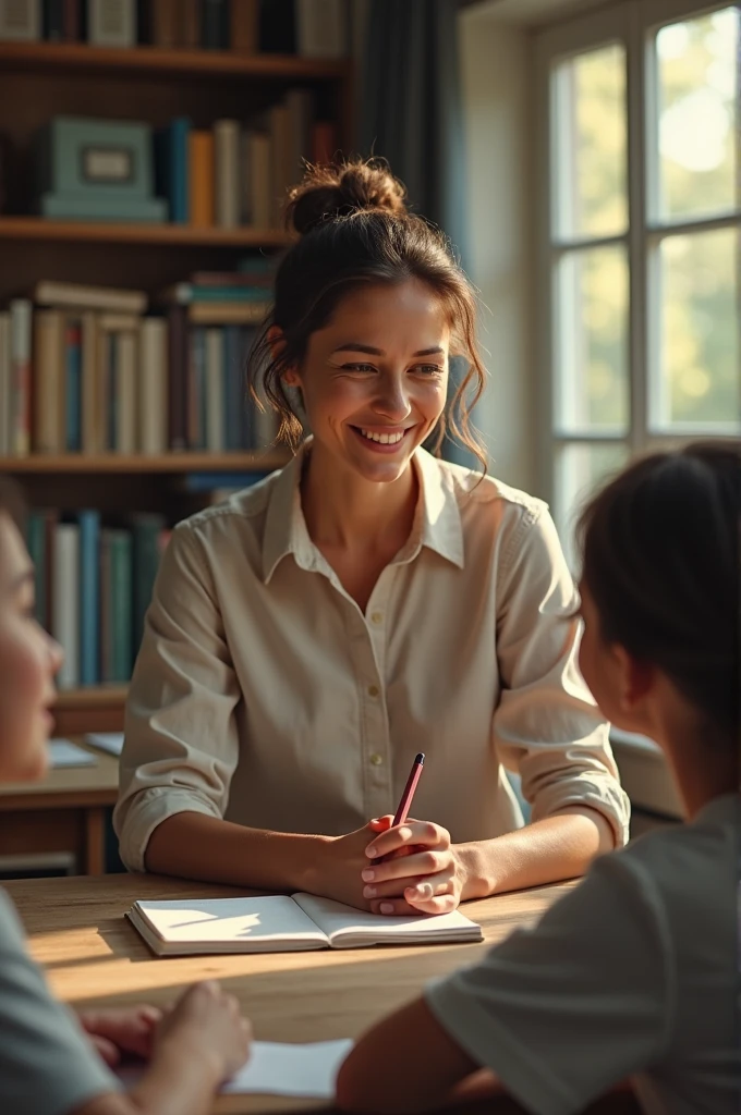Create a picture of a beautiful teacher