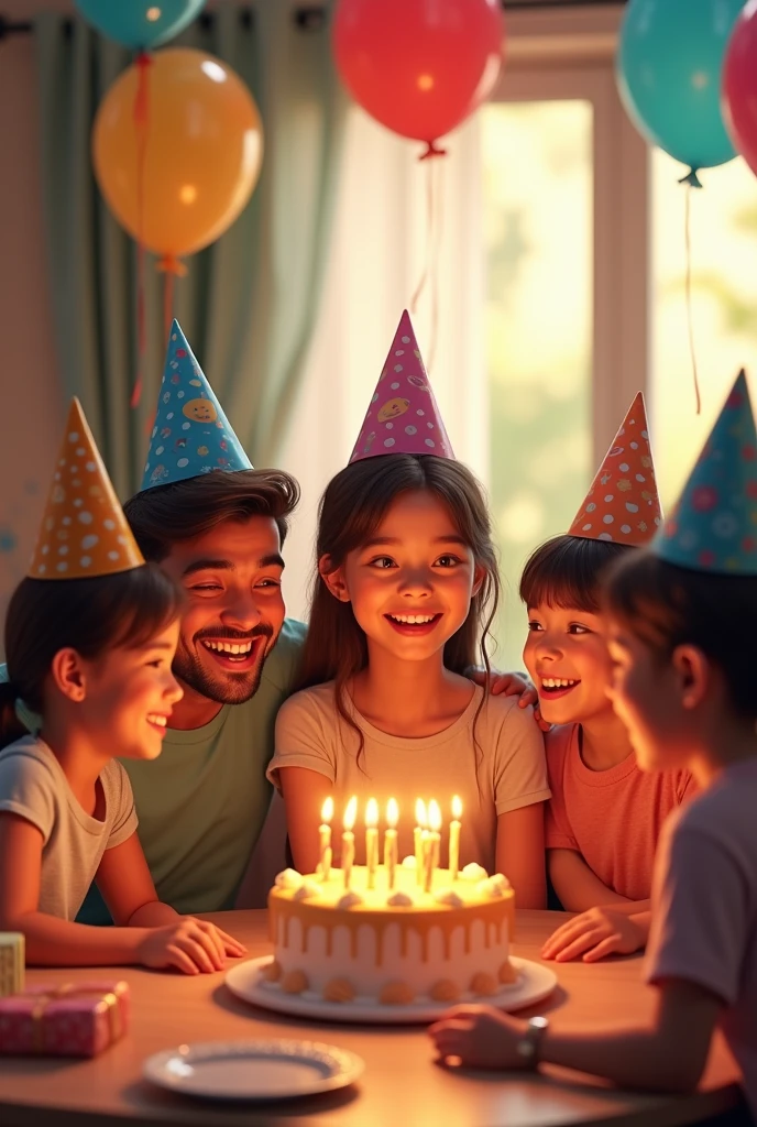 Create photos of a happy child celebrating his birthday