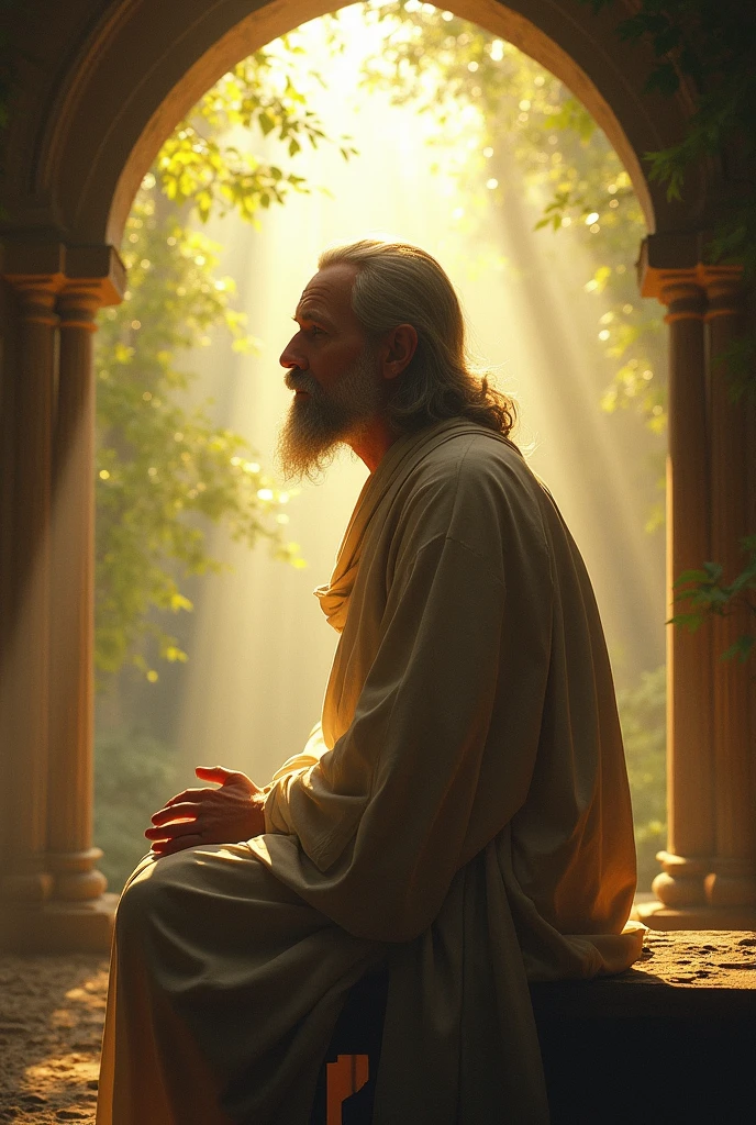 Holy man dressed in sackcloth being blessed 

