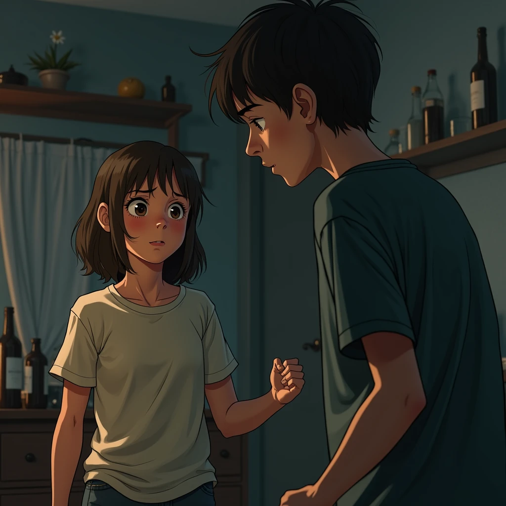girl pulls down boy's pants and puts her hand in his pocket and feels good