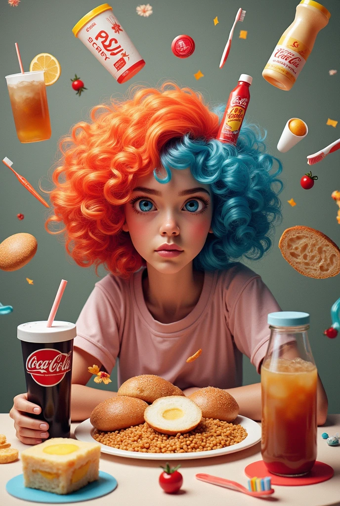 (A BEAUTIFUL RED-HAIRED WOMAN CURLY RED HAIR, HAPPY, ORIGINAL WITH A NICE CUP OF COFFEE COMING OUT SMOKE IN HER HAND, Beautiful cup ,Coloridas ,pink and blue and yellow WRITTEN WE COOFFE IN THE CUP ), Eduardo Kobra ,Romero Brito,The Filling Twins ,multidimensional geometric wall PORTRAIT, arte, Chibi,
Yang08k, lindo, Colouring,
Primary works, qualidade superior, melhor qualidade, Arte Oficial, Beautiful and Aesthetic, 128 mil